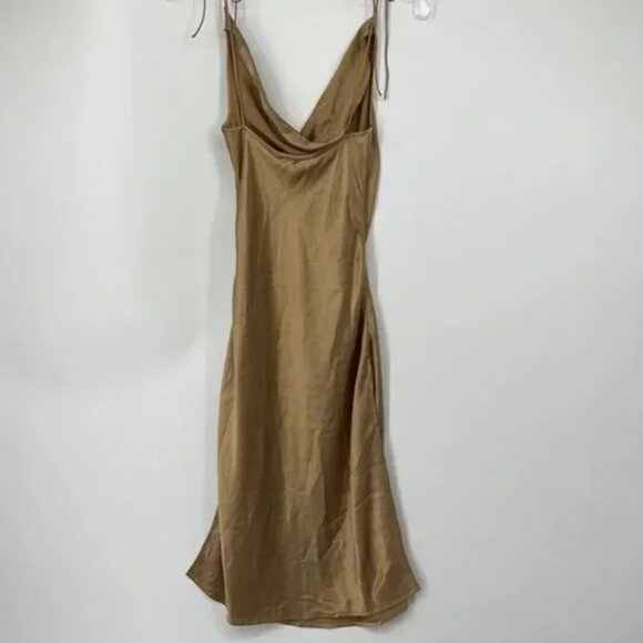 FRANKIES Bikinis Doll Face Silk Dress in Earth - Picture 7 of 7